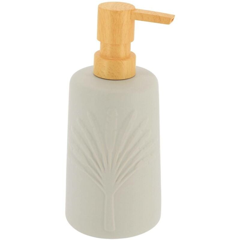 Dispenser di sapone decorato con palme rotonde 430ml - grigio - Tendance