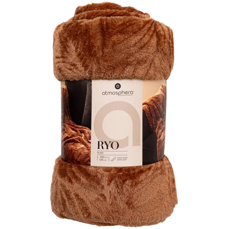 Plaid flanelle Cuddly marron 130x180cm - Atmosphera créateur d'intérieur