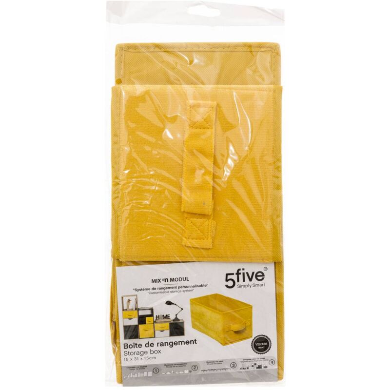 Cestino in velluto mix n modul 15x31cm giallo - 5 five simply smart