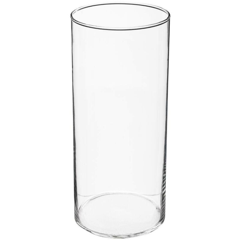 ATMOSPHERA Vaso Cilindrico In Vetro Trasparente H30cm - Decorazione Moderna Per Casa