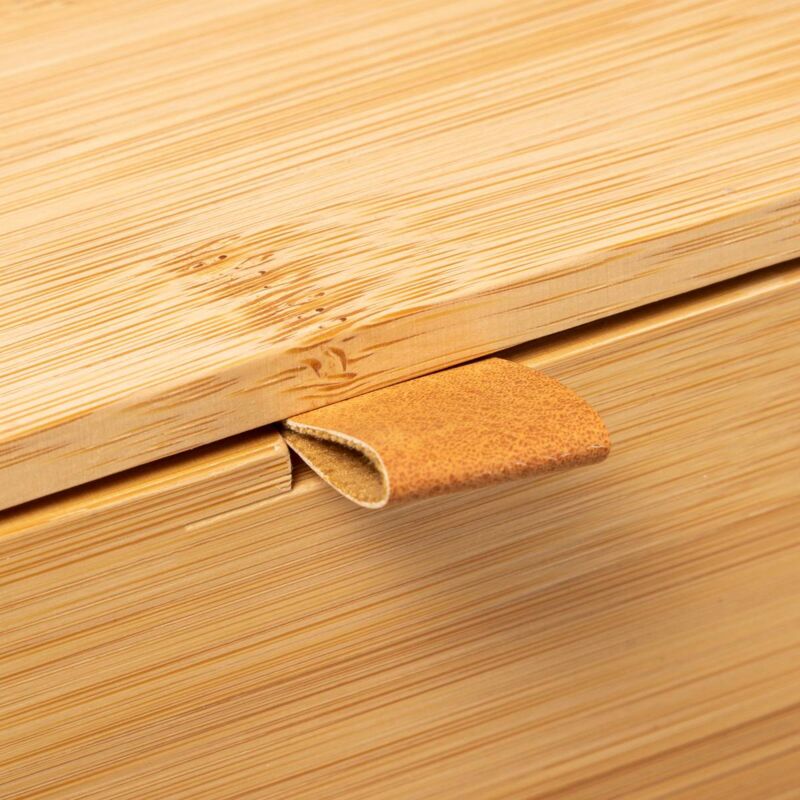 Creative Co-Op Set Di 3 Cucchiai In Legno Di Mango Con Manici In Bambù E Pelle