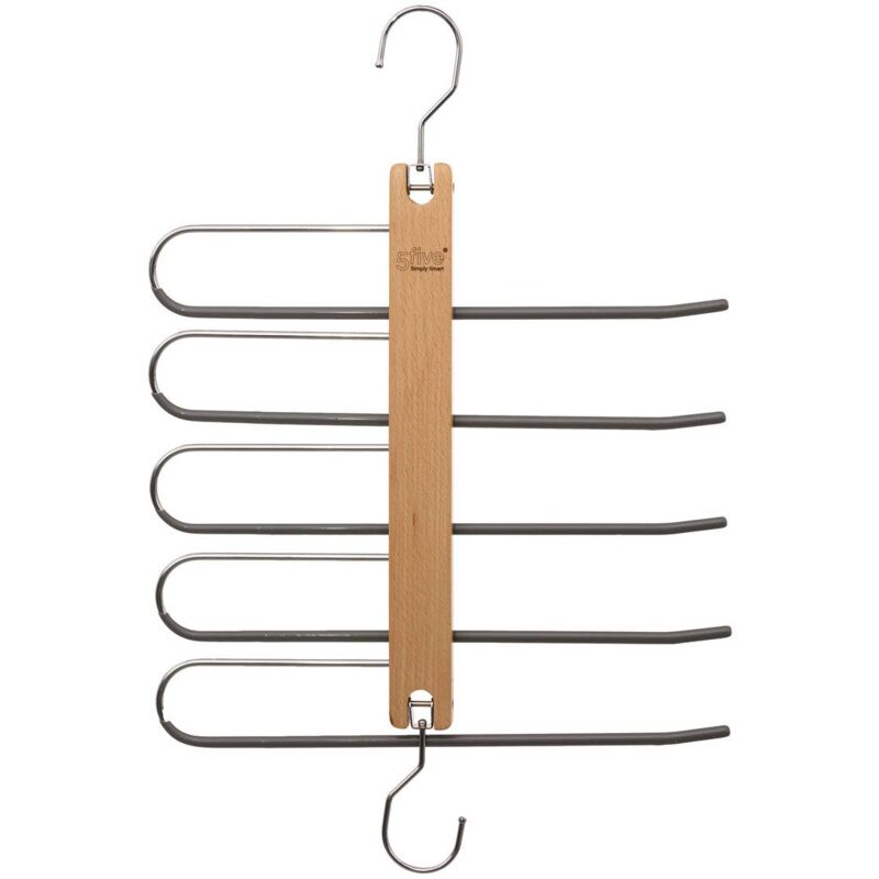 5five Appendiabiti Da Parete Design 4 Ganci In Legno Di Paulownia E Alluminio Nero - Lunghezza 42 Cm