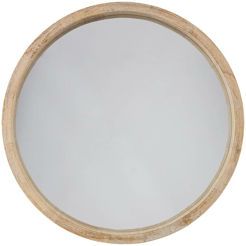 Specchio in legno olav d50cm - specchio rotondo naturale scandinavo,  paulonia e vetro, dimensioni l. 52 x l. 5 x h. 52 cm - Atmosphera créateur  d'intérieur