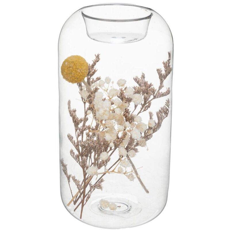 Fiori secchi in vetro con candele, set di fiori secchi con vaso, 2