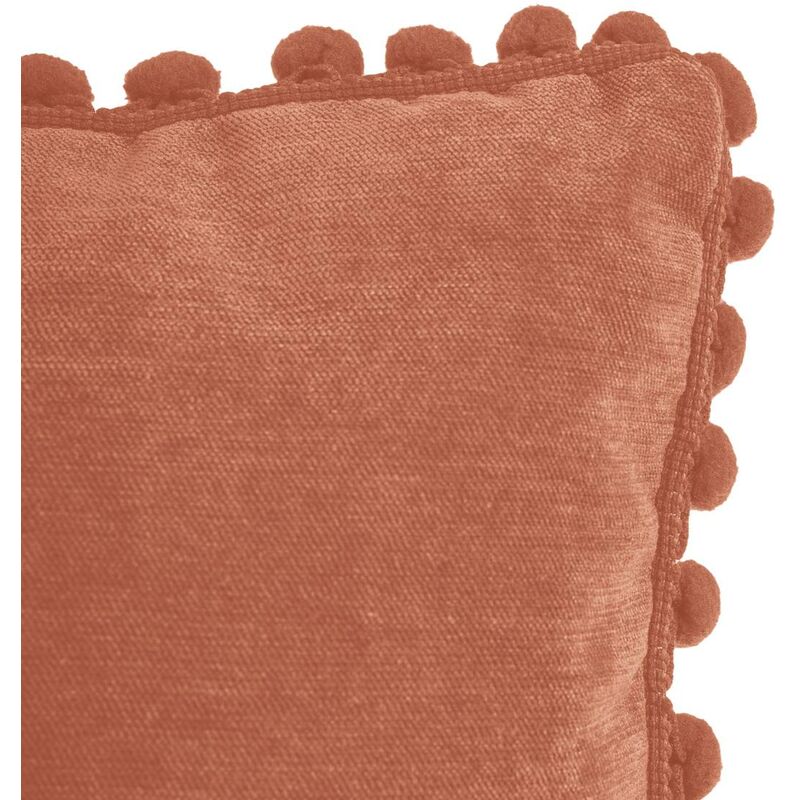Cuscino con nappe rosa terracotta 40x40cm - cuscino pompons terracotta 40 x  40 sfoderabile, finiture in nappa, tessuto in poliestere e poliammide -  Atmosphera créateur d'intérieur