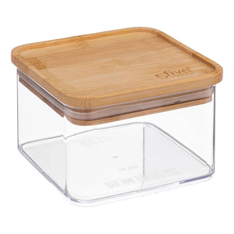 Set Di 6 Barattoli In Vetro Quadrati Wells Con Coperchio In Bambù – 90 Ml, Contenitori Ermetici Per Caffè, Spezie, Biscotti, Tè - 2