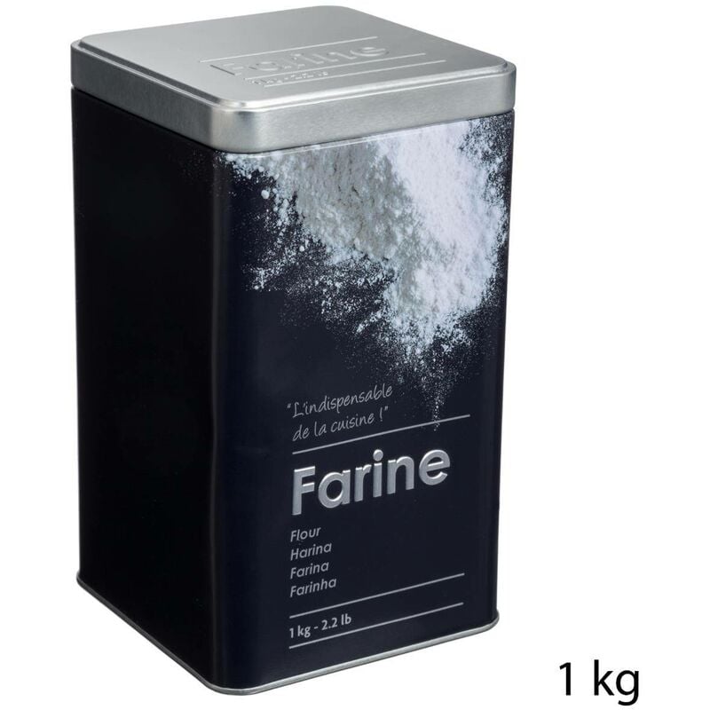 5five - barattolo per farina da 1 kg in metallo black edition nero