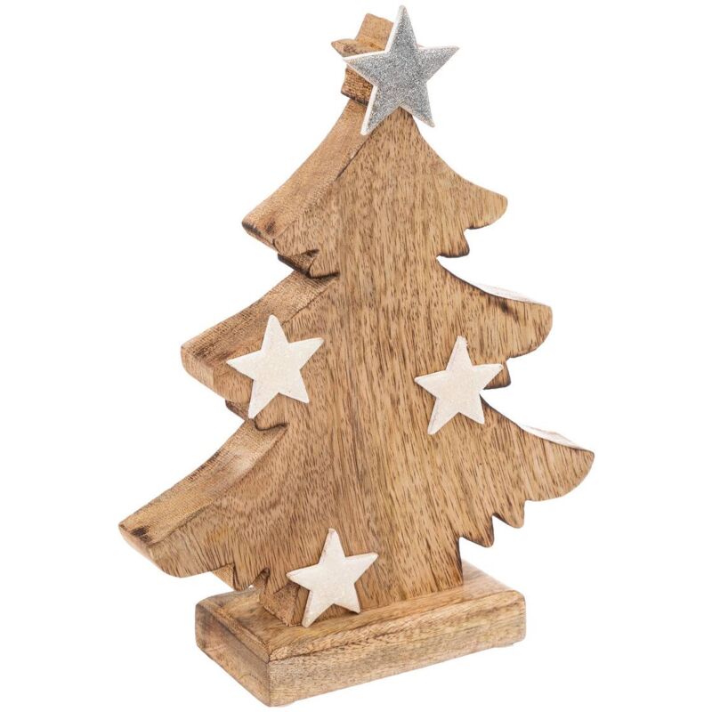 Abete di legno con stelle bianche h25cm - Feeric lights & christmas