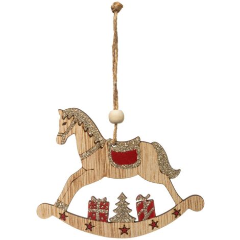 Soggetto natalizio in legno cavallo a dondolo 10 cm - Feeric lights & christmas
