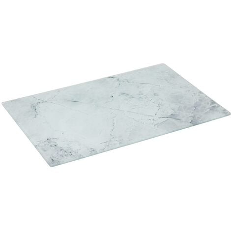 5five - tagliere in vetro 30x20cm effetto marmo bianco
