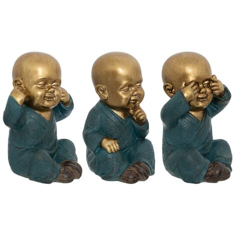 Set di 3 buddha della saggezza di jiling h.21cm - Atmosphera créateur d'intérieur