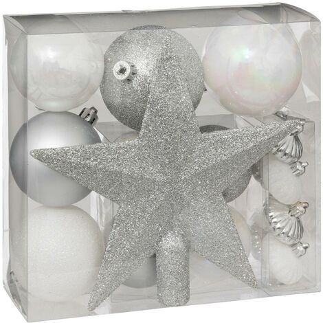 Kit albero di natale colorama de noël 18 pezzi bianco argento - Atmosphera créateur d'intérieur