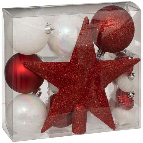 Kit albero di natale colorama de noël 18 pezzi rosso bianco - Atmosphera créateur d'intérieur