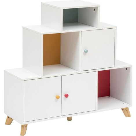 Rebecca Mobili Libreria Per Bambini Portagiochi In Legno Bianco 3