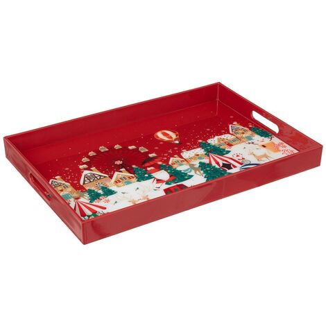 Vassoio stampato rosso 46x30cm - Atmosphera créateur d'intérieur (1/2)