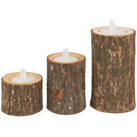 Set di 3 lanterne in legno h.5 - 7 - 11cm - Feeric lights & christmas (1/5)