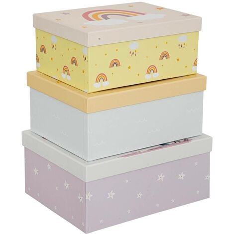 Set di 3 scatole di cartone girly l25 27 29cm - Atmosphera