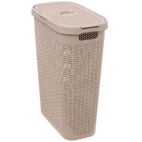 Cesto portabiancheria stretto 40 l rattan sintetico beige