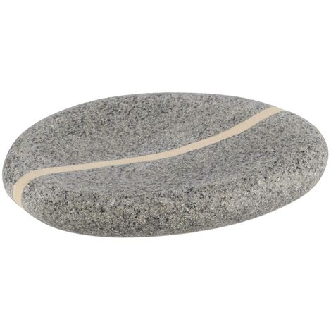 Portasapone ovale in poliresina effetto pietra - grigio - Tendance