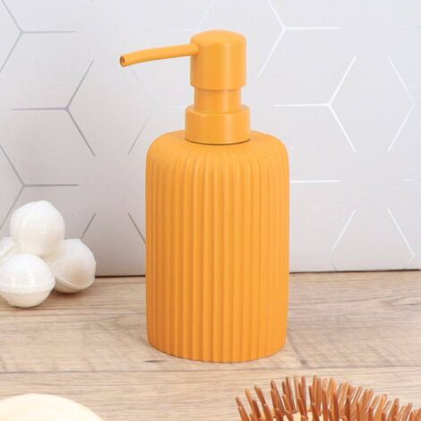 Dispenser di sapone rotondo in poliresina 230 ml - taupe - Tendance