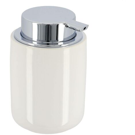Relaxdays Set 2 Dispenser Sapone Rotondi Ricaricabili, Bambù E Plastica Bianca, Moderni - 4
