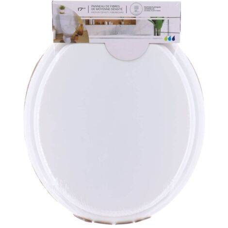 Sedile del water in mdf da 17 pollici con chiusure in plastica - bianco - Tendance (1/3)