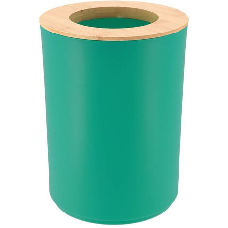 Tendance - Bidone in metallo svasato con coperchio in bambù 5l - bambù kaki