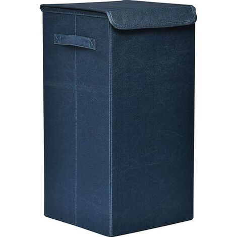 Cesto portabiancheria pieghevole in tessuto poliestere mdf - blu anatra - Tendance (1/2)