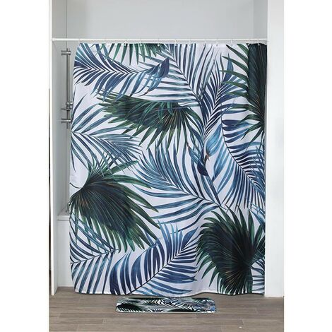 AWERT Tenda Doccia Tropicale 105x160cm - Stampa Giungla Con Foglie Di Palma, Impermeabile - Foto 13