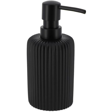 Dispenser di sapone rotondo in poliresina 230 ml - nero - Tendance