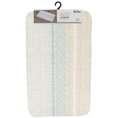 MSV Tappetino Da Bagno In Microfibra Chenille 45x75 Cm - Modello Cottage Seppia - Antiscivolo Con Ventose