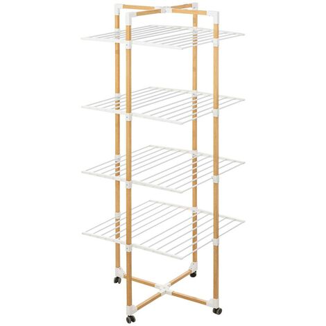 Stendibiancheria a torre 4 ruote 40m effetto legno  - 5five