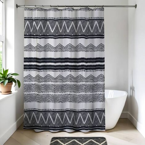 Tenda Per Doccia 180 X 200h Cm Con Fantasia Geometrica - Foto 5