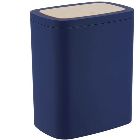 Bidone per rifiuti in gomma abs+ pvc bambù 5l - blu navy - Tendance