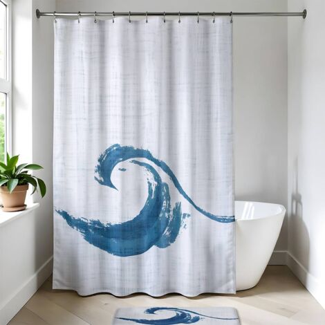 Tenda Doccia Boh&eacute;mien 183x183cm - Design Zigzag, Tessuto Trapuntato