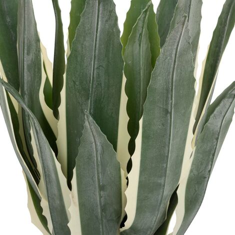 SUNPRAIRIE Pianta Artificiale Agave Grande 86 Cm – 45 Foglie Verde Foresta Bordi Gialli, In Vaso Nero – Per Interni/esterni
