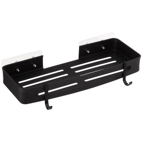 Mensola rettangolare per doccia blackalu con stick adesivo nero - 5five