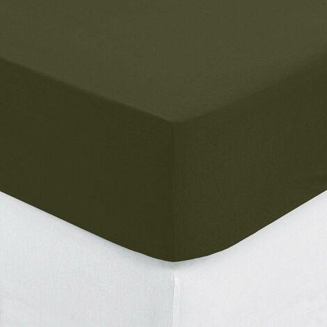 Lenzuolo teso carina in cotone 90x190cm verde cachi - Atmosphera créateur d'intérieur