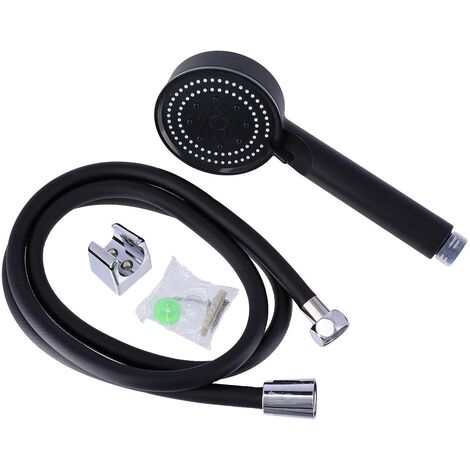 Kit doccetta a 5 funzioni + flessibile in pvc nero da 150 cm con ugello cromato + staffa cromata - nero opaco - Tendance (1/2)