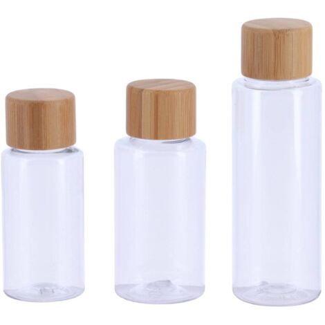Set di 3 contenitori da viaggio in plastica e tappo in bambù - trasparente - Tendance (1/2)