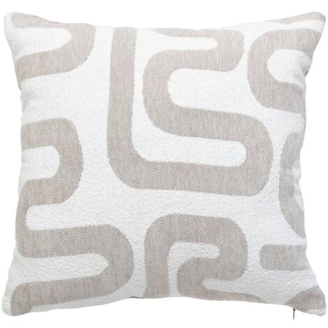 Cuscino safina in lino jacquard beige 40x40 cm - Atmosphera créateur d'intérieur