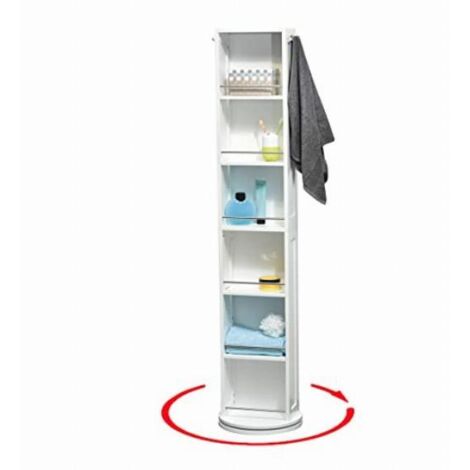 Colonna girevole in mdf con specchio e nicchie di stoccaggio - bianco - Tendance