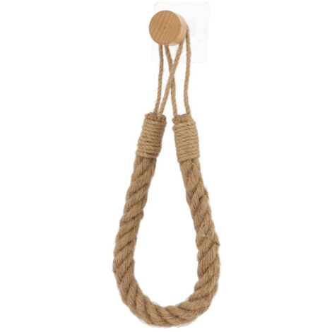 Porta rotolo di carta igienica o porta asciugamani corda + bambù su adesivo - naturale - Tendance (1/2)