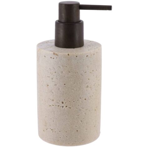 Dispenser di sapone in poliresina da 320 ml effetto travertino - naturale - Tendance