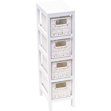 Mobili in mdf bianco 4 cestini trecce di carta - bianco - Tendance