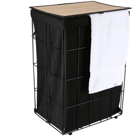 Cesto Portabiancheria Pieghevole In Rete Nero, 70 Litri, 37x37x57 Cm. Pop-up Automatico, Salvaspazio, Con Tasca Laterale E Maniglie. Perfetto Per Bagno, Dormitorio, Viaggi, Crociere.