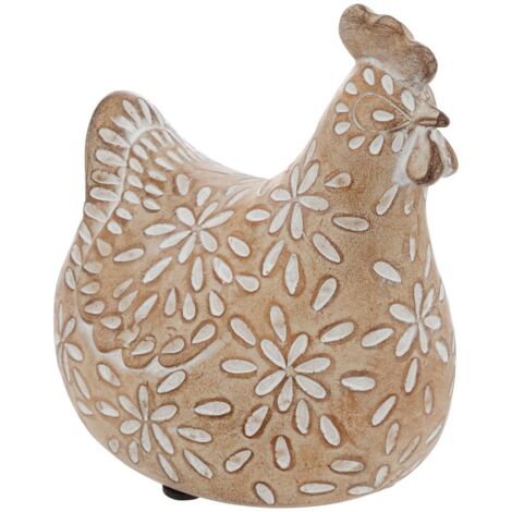 Gallina decorativa linda h.20cm in resina beige - Atmosphera créateur d'intérieur