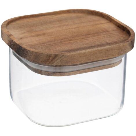 Vaso in vetro hermet da 0,4l con coperchio ermetico in acacia - 5five (1/2)