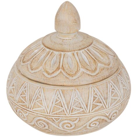 Scatola decorativa oriental in resina beige d15,5x14,5cm - Atmosphera créateur d'intérieur (1/3)