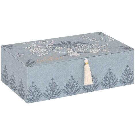 Scatola da cucito wild in ceramica azzurra 30x18,5 cm - Atmosphera créateur d'intérieur (1/5)